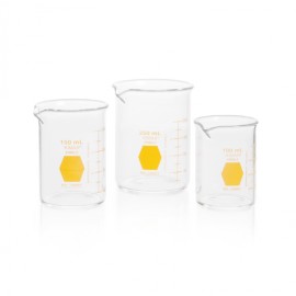 Vaso de Precipitado,Regular, Forma Baja Decorado En Amarillo Graduado 1000 Ml