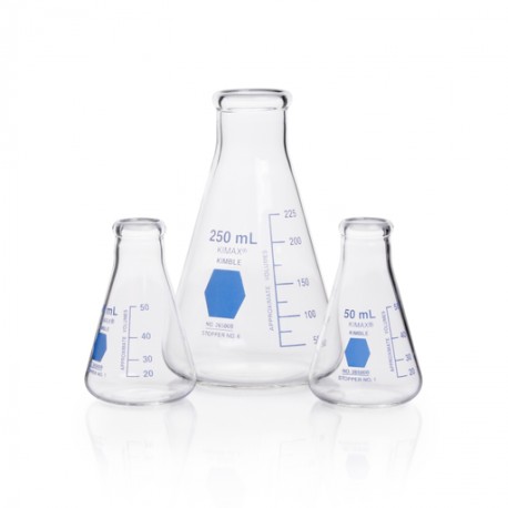 Matraz Erlenmeyer, Graduado, Decorado Azul  50 Ml