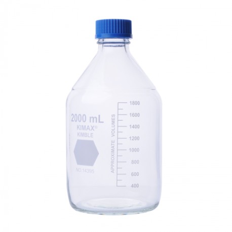 Frasco De 500 Ml Para Laboratorio Gl 45 C/ Tapa  (Azul) Y Anillo De Polipropileno